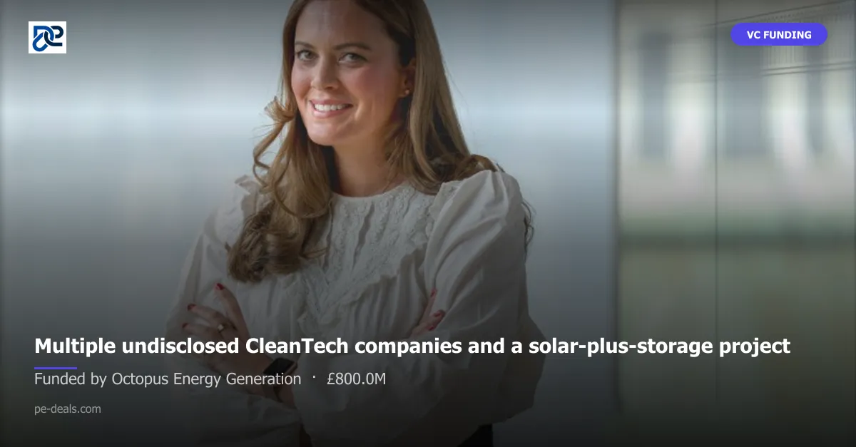 Multiple undisclosed CleanTech companies and a solar-plus-storage project